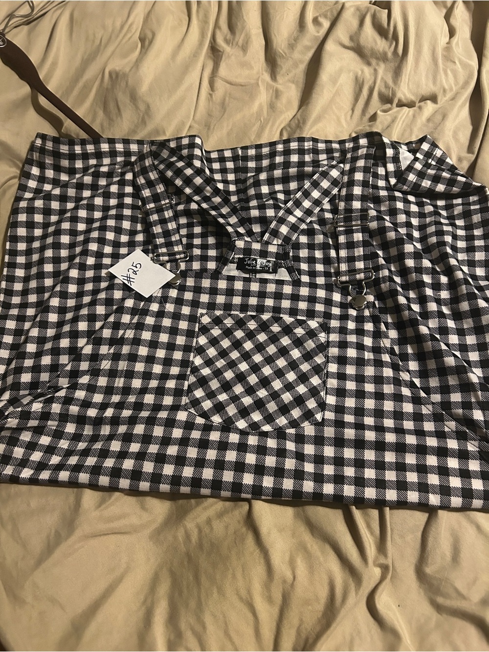 Black and White Gingham overalls Dress
